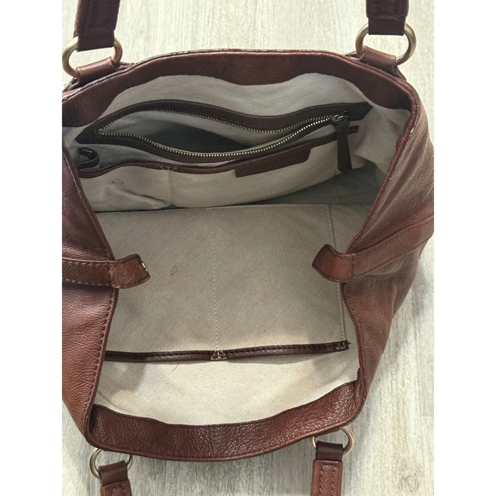 Michael Kors Brown‎ Pebbled Leather Tote Bag Gold Chain Accent Shoulder Bag